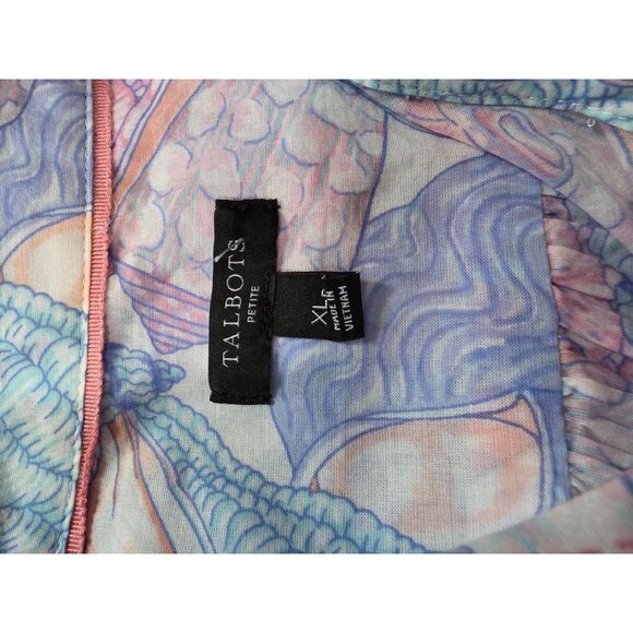 Talbots Pastel Seashell Print Button Down Shirt XL Petite Soft Watercolor - Picture 4 of 7